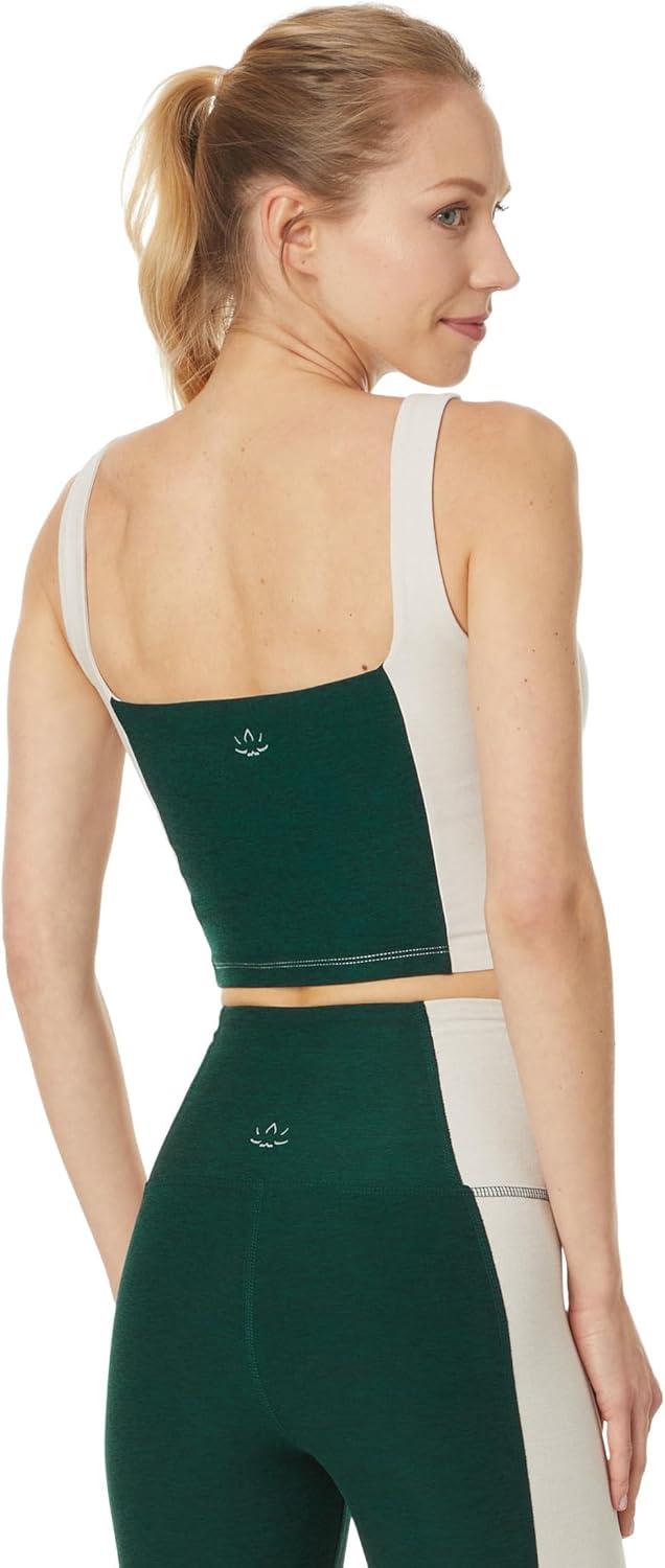 image:imageBeyond Yoga Womens Spacedye Refocus Cropped TankDark Spruce GreenEggshell