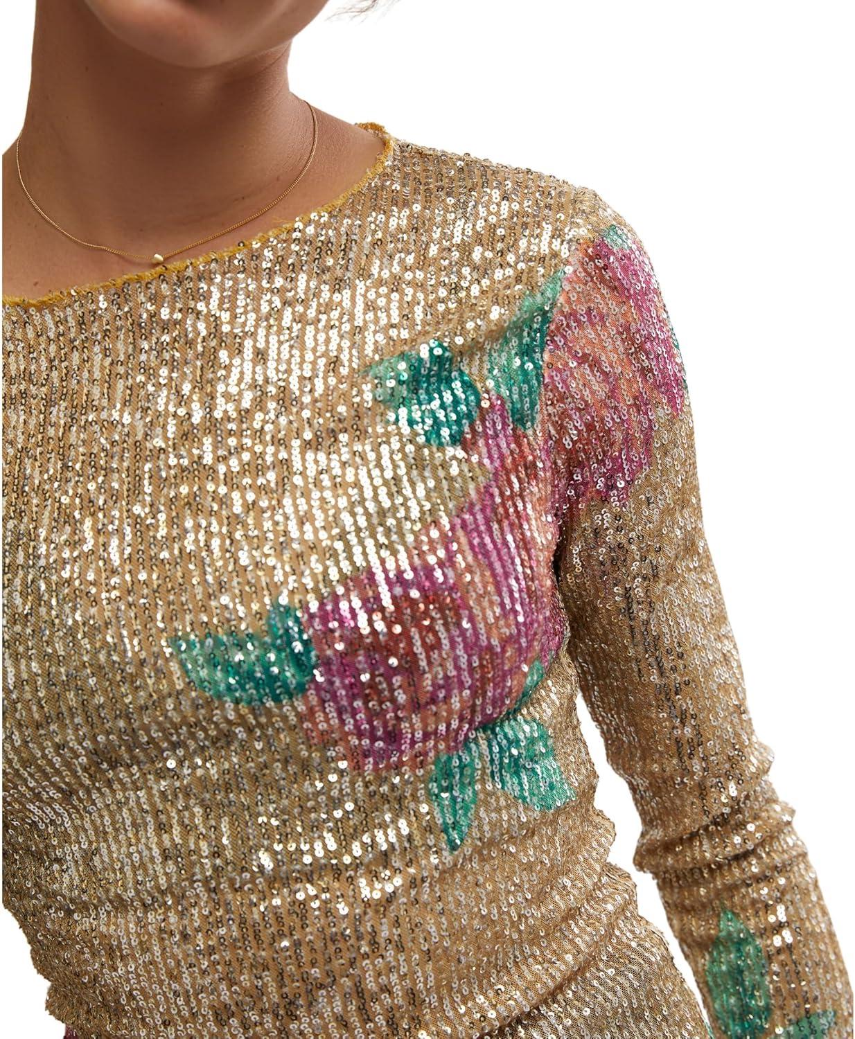 image:imageFree People Womens Printed Gold Rush Long SleeveChampagne Combo