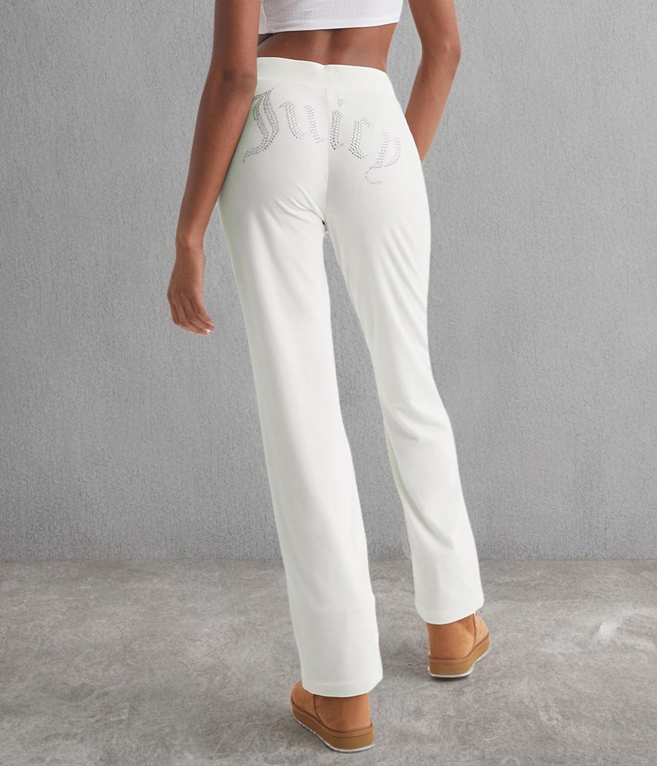 image:imageJuicy Couture Womens Rib Waist Velour Pants with DrawcordAngel