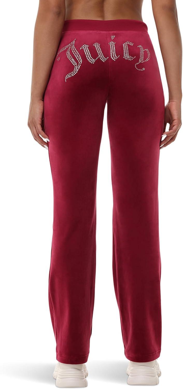 image:imageJuicy Couture Womens Rib Waist Velour Pants with DrawcordDark Crimson