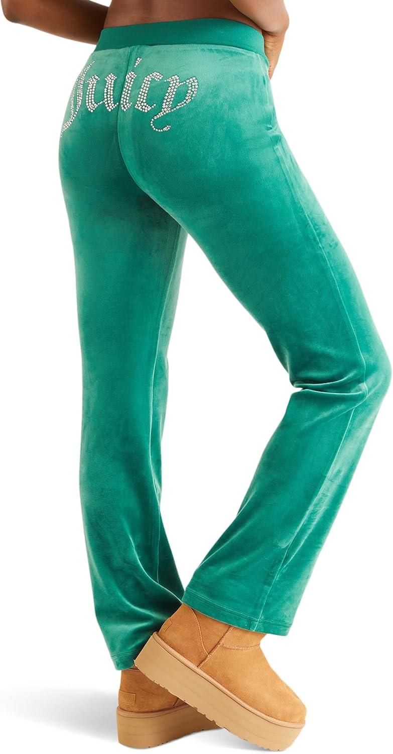 image:imageJuicy Couture Womens Rib Waist Velour Pants with DrawcordJade Green