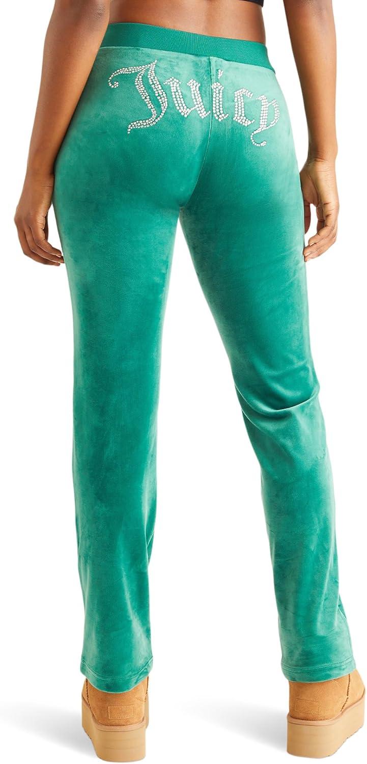image:imageJuicy Couture Womens Rib Waist Velour Pants with DrawcordJade Green