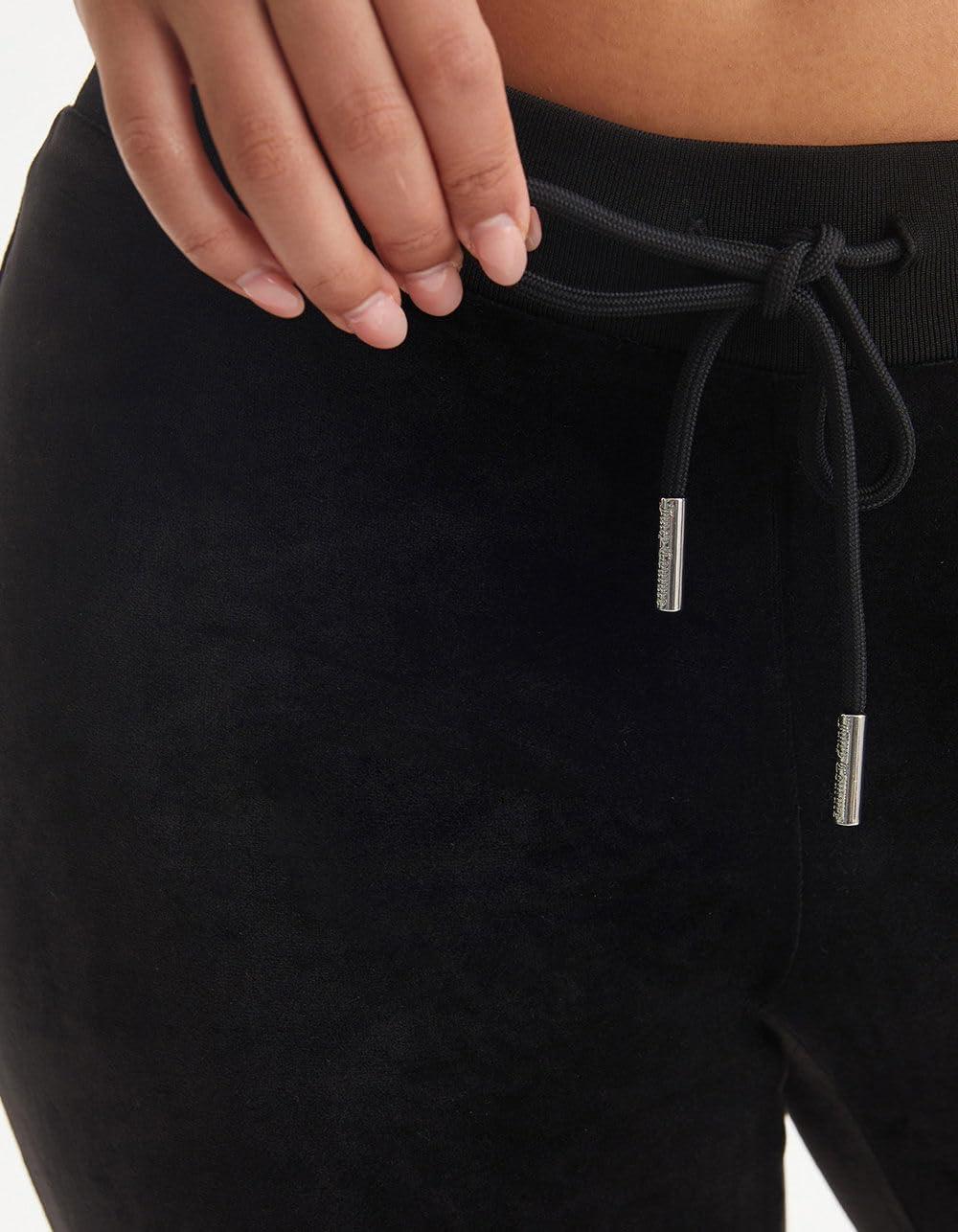 image:imageJuicy Couture Womens Rib Waist Velour Pants with DrawcordLiquorice