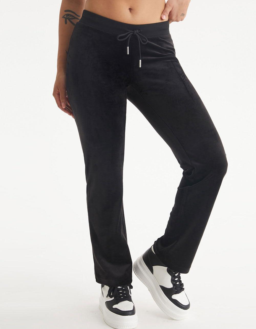 image:imageJuicy Couture Womens Rib Waist Velour Pants with DrawcordLiquorice