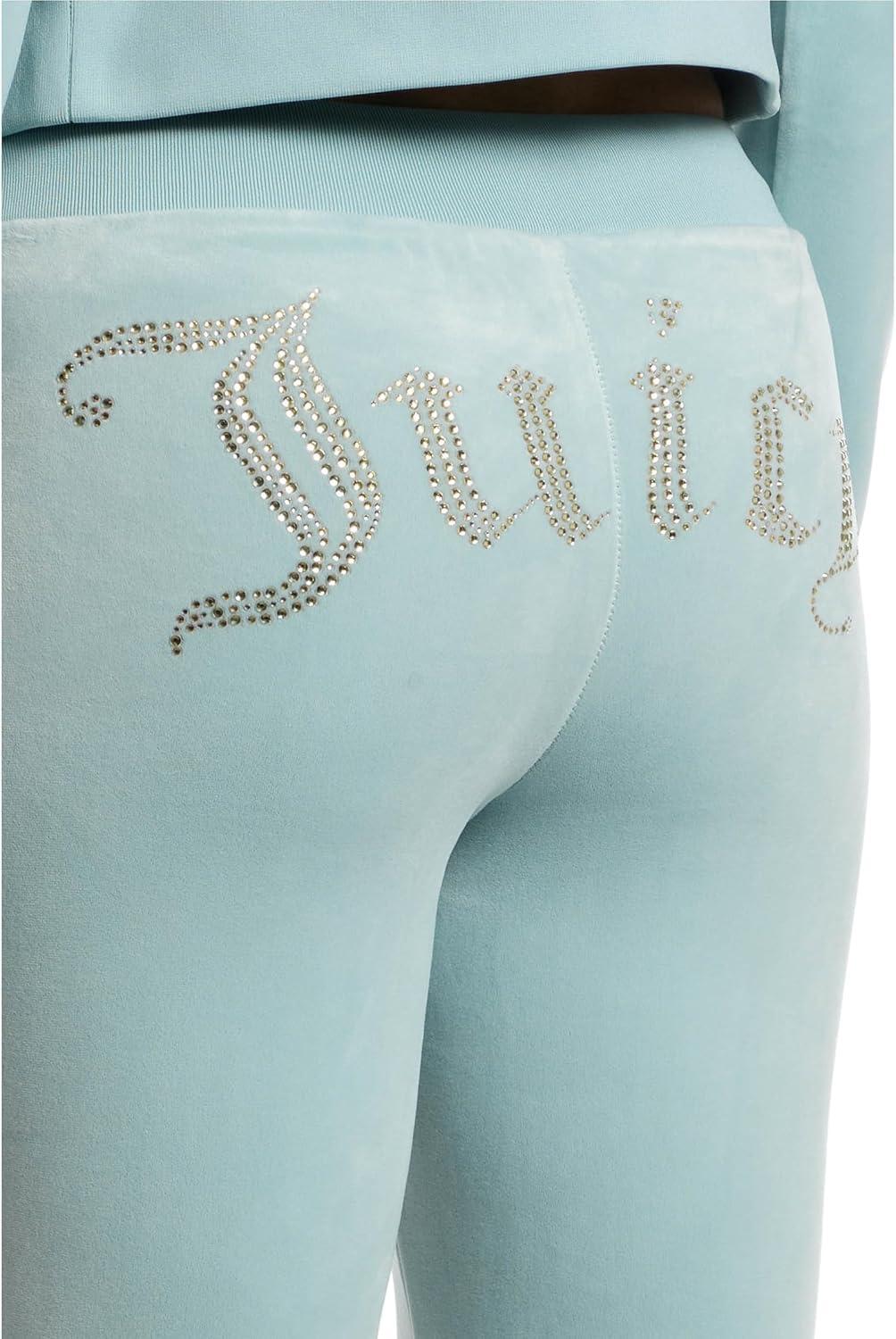 image:imageJuicy Couture Womens Rib Waist Velour Pants with DrawcordPastel Turquoise