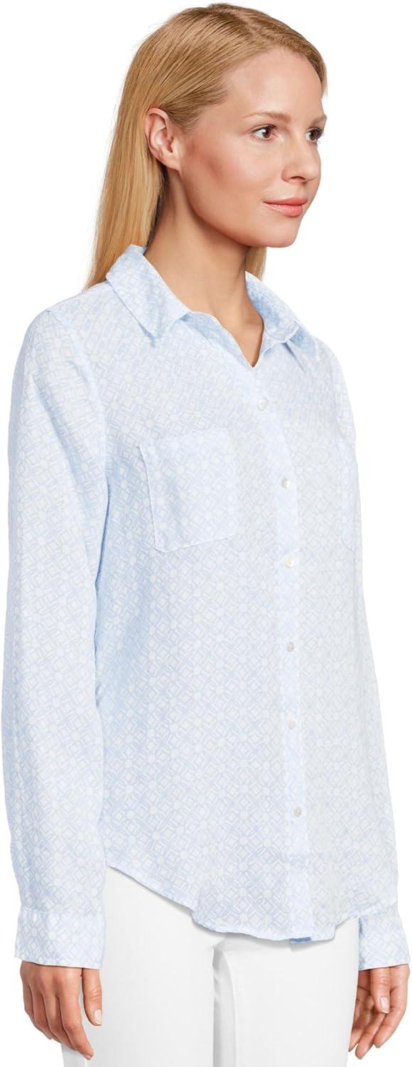 image:imageLilly Pulitzer Womens Sea View ButtonDownBluette X Resort White Butterfly Pattern