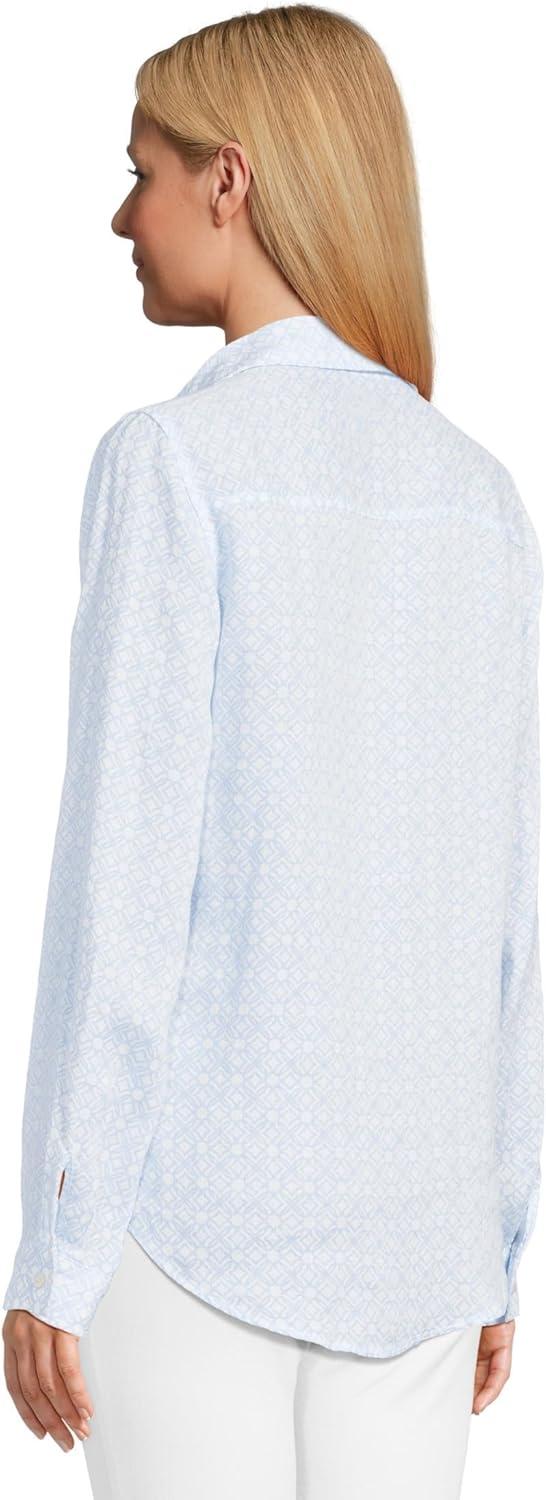 image:imageLilly Pulitzer Womens Sea View ButtonDownBluette X Resort White Butterfly Pattern