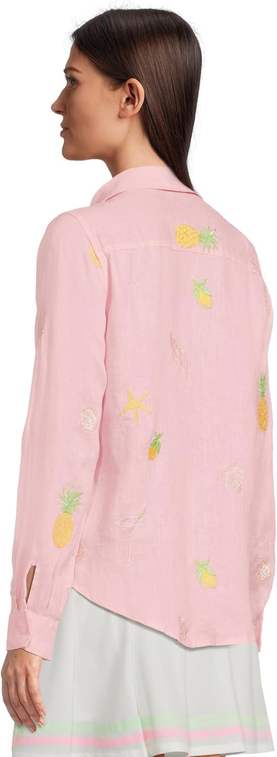 image:imageLilly Pulitzer Womens Sea View ButtonDownConch Shell Pink Happy Hour Embroidery