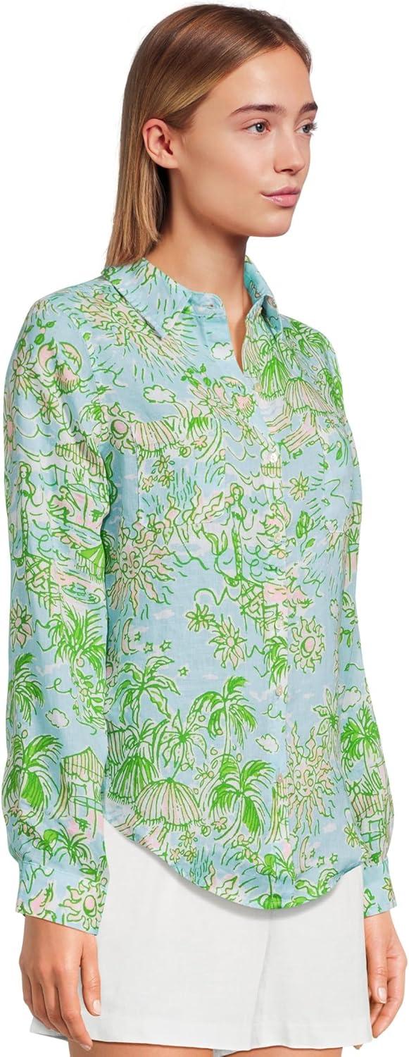 image:imageLilly Pulitzer Womens Sea View ButtonDownFresh Water Blue Sunbathers Bliss