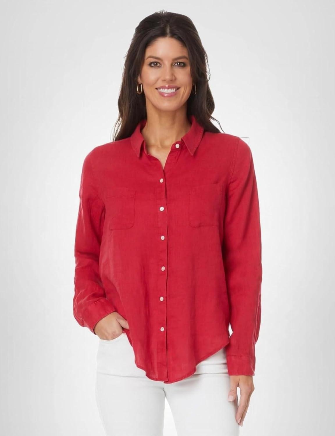 image:imageLilly Pulitzer Womens Sea View ButtonDownMalbec Red