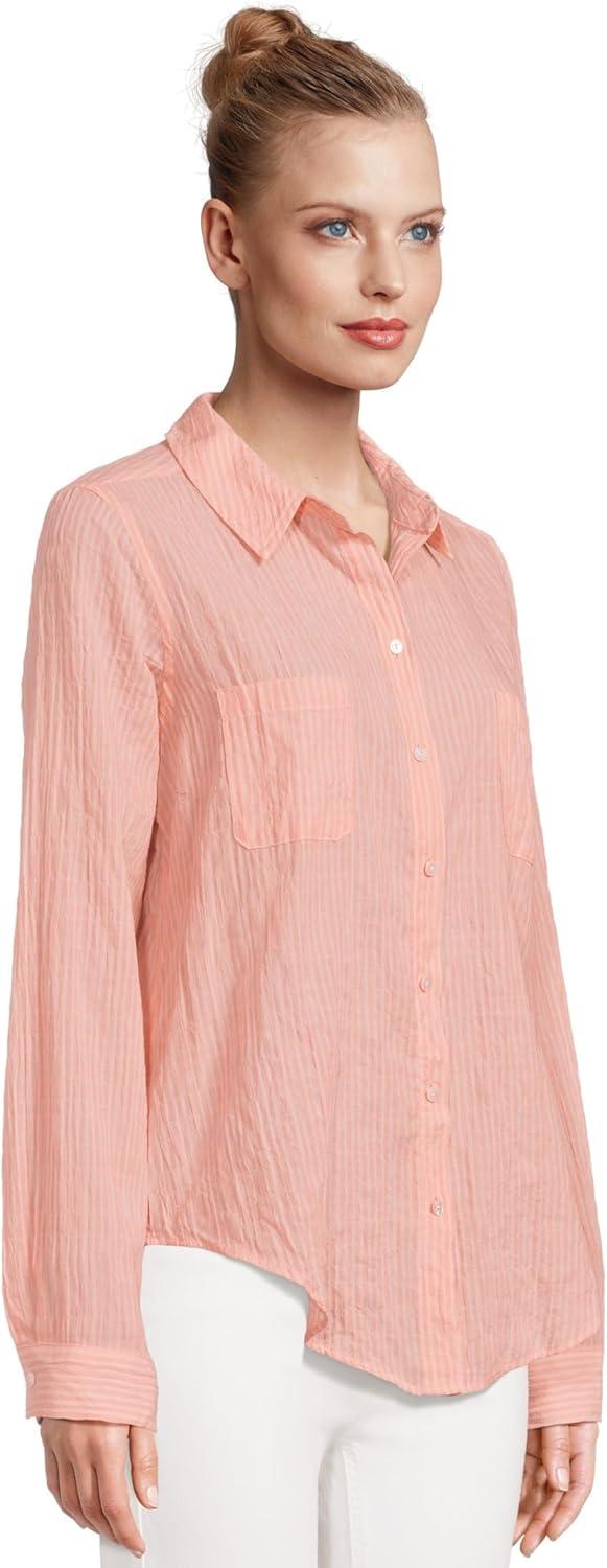 image:imageLilly Pulitzer Womens Sea View ButtonDownPapaya X Conch Shell Pink Ltwt Oxford Shirting Stripe