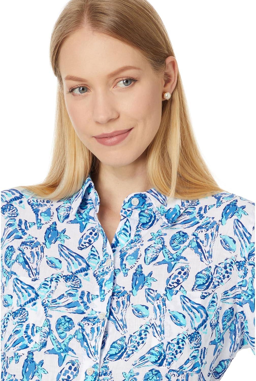 image:imageLilly Pulitzer Womens Sea View ButtonDownResort White Shell Collector
