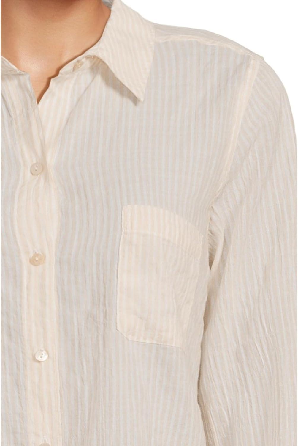 image:imageLilly Pulitzer Womens Sea View ButtonDownWicker Tan Ltwt Oxford Stripe