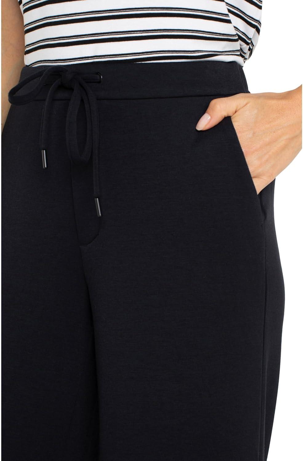 image:imageLiverpool Womens Plush Comfort Knit Pull on Wide Leg Crop TrouserBlack
