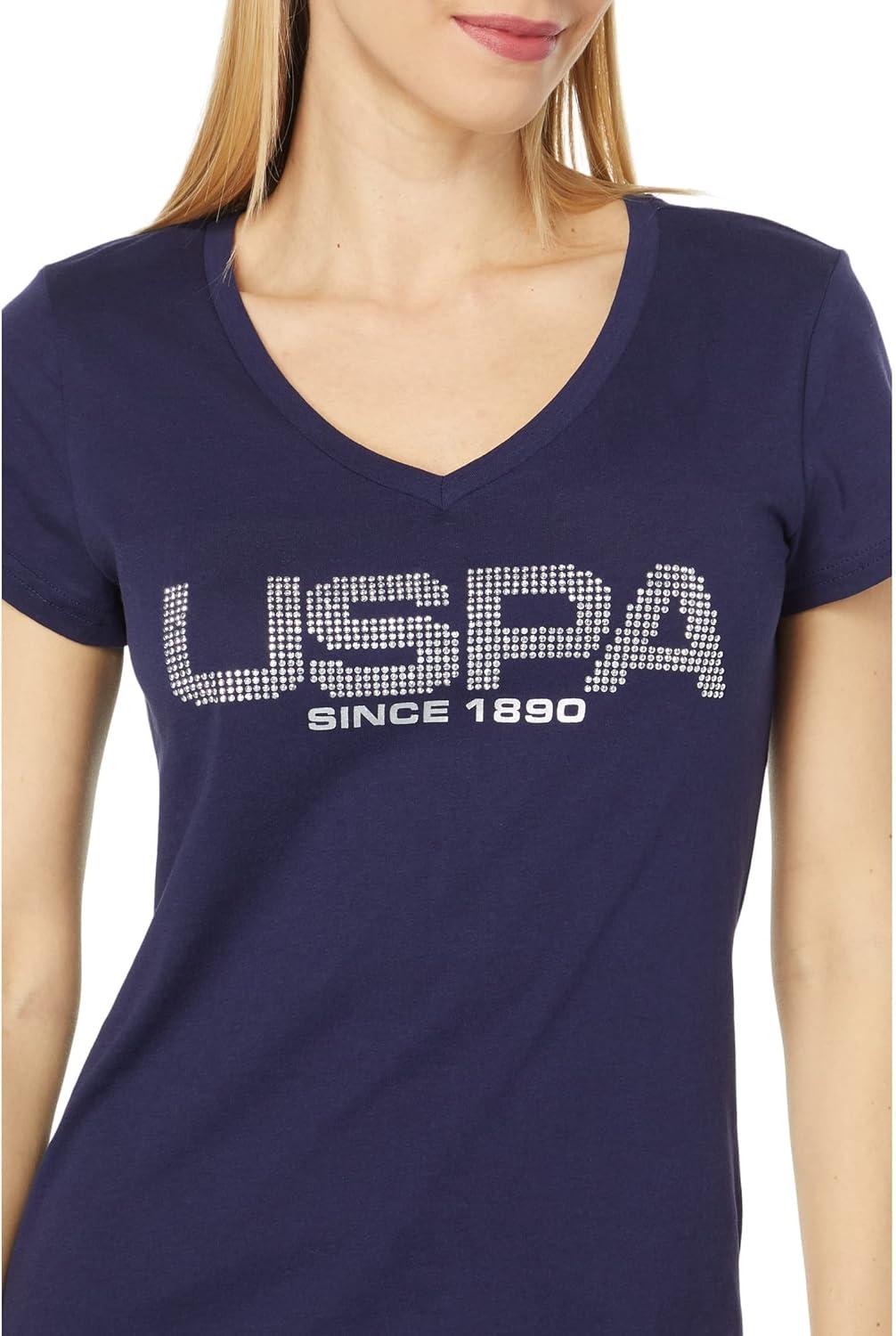 image:imageUSPA STUD EMBELLISHED VNECK TSHIRTEvening Blue