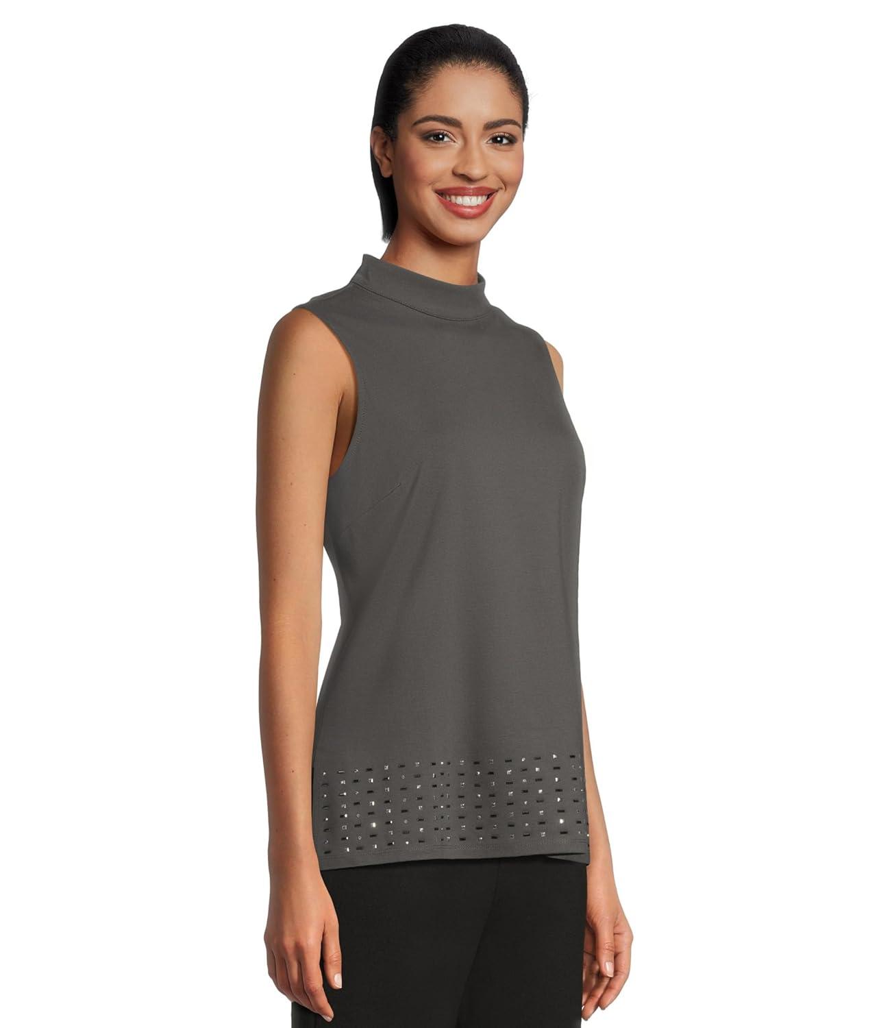 image:imageVince Camuto Womens Mock Neck Sleeveless TunicMed Heather Grey