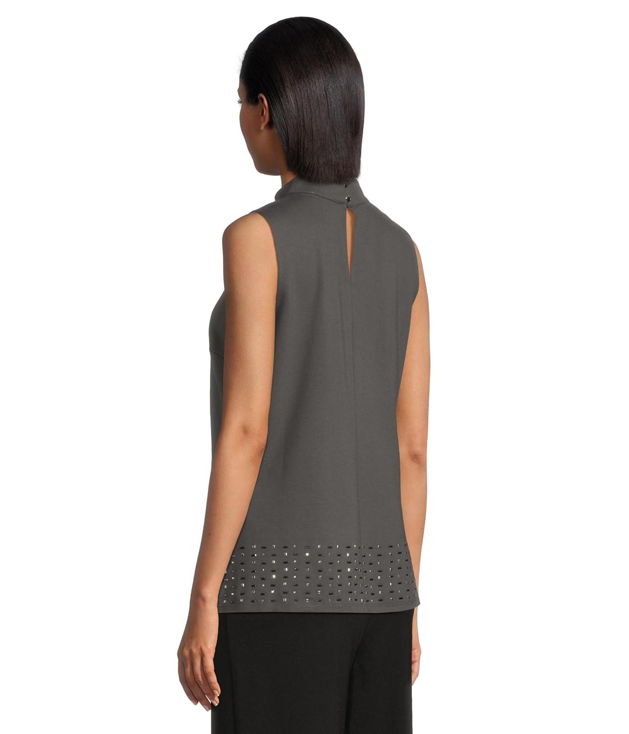 image:imageVince Camuto Womens Mock Neck Sleeveless TunicMed Heather Grey