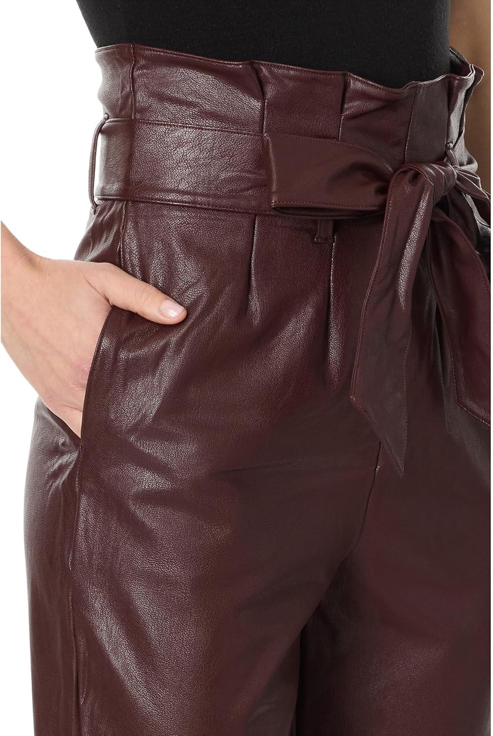 image:imagecommando Womens Faux Leather Paperbag PantsOxblood
