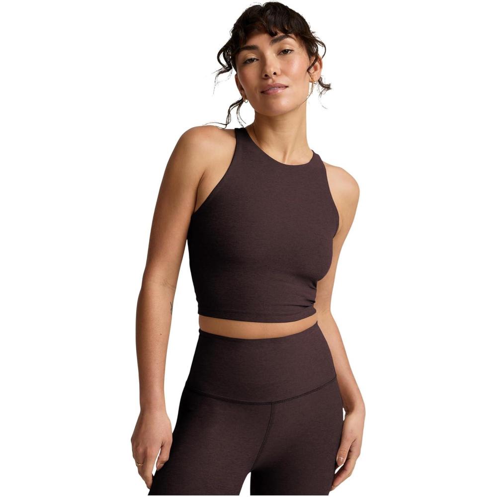 image:imageBeyond Yoga Womens Spacedye Refocus Cropped TankDark Chocolate Heather