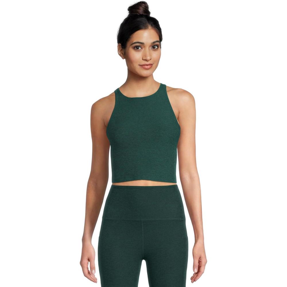 image:imageBeyond Yoga Womens Spacedye Refocus Cropped TankDark Spruce Green Heather