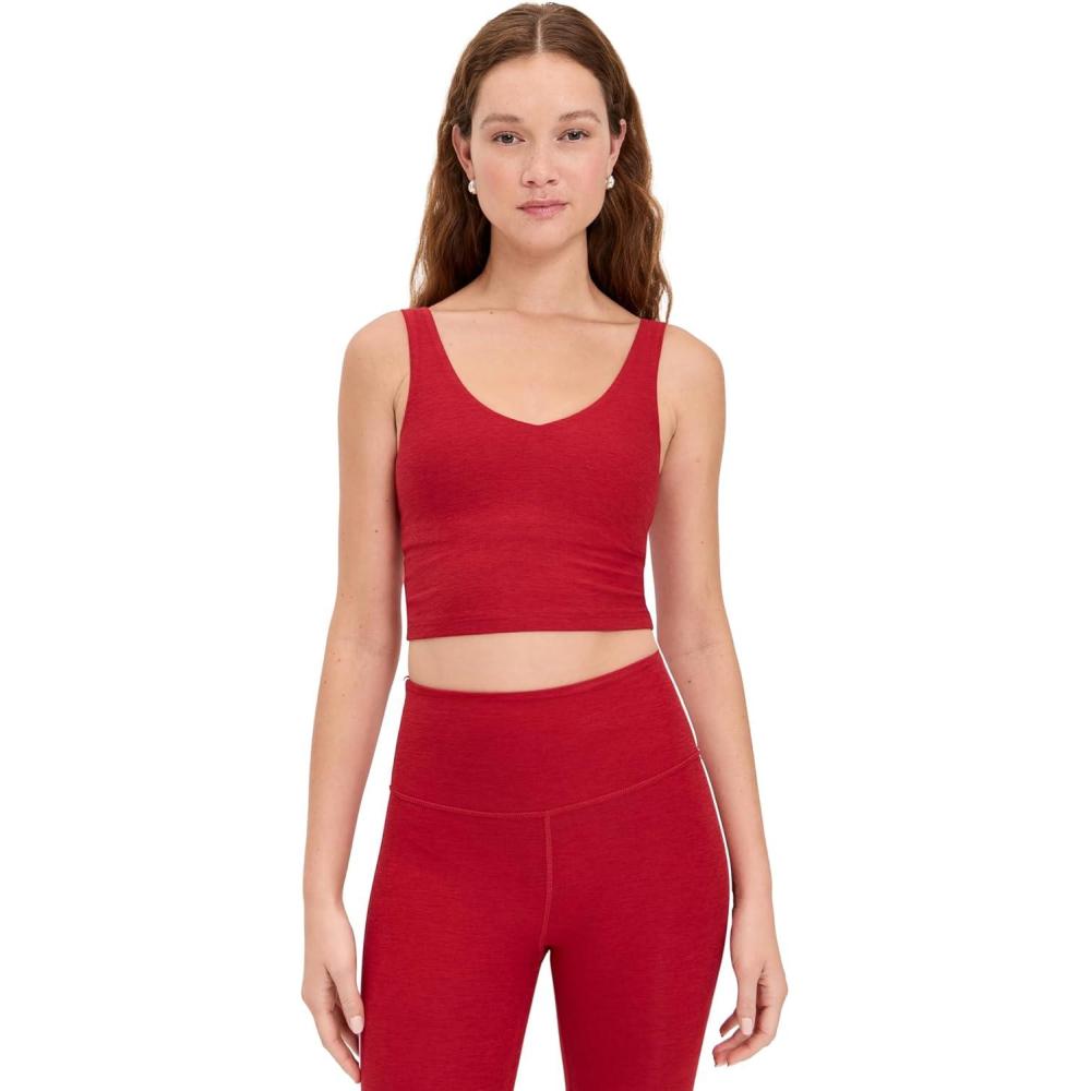 image:imageBeyond Yoga Womens Spacedye Refocus Cropped TankHolly Red Heather