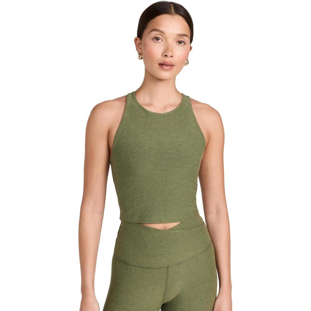 image:imageBeyond Yoga Womens Spacedye Refocus Cropped TankMoss Green Heather