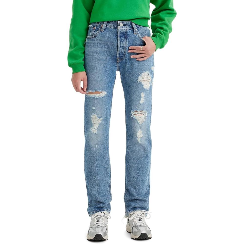 image:imageLevis Womens Premium 501 Original Fit JeansHits Different Light Indigo