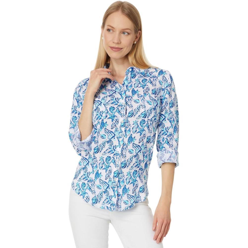 image:imageLilly Pulitzer Womens Sea View ButtonDownResort White Shell Collector