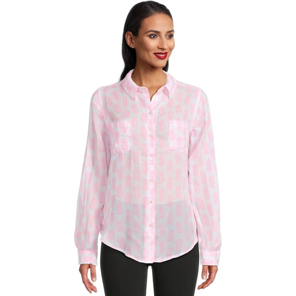 image:imageLilly Pulitzer Womens Sea View ButtonDownRousseau Pink Slice of Sunshine