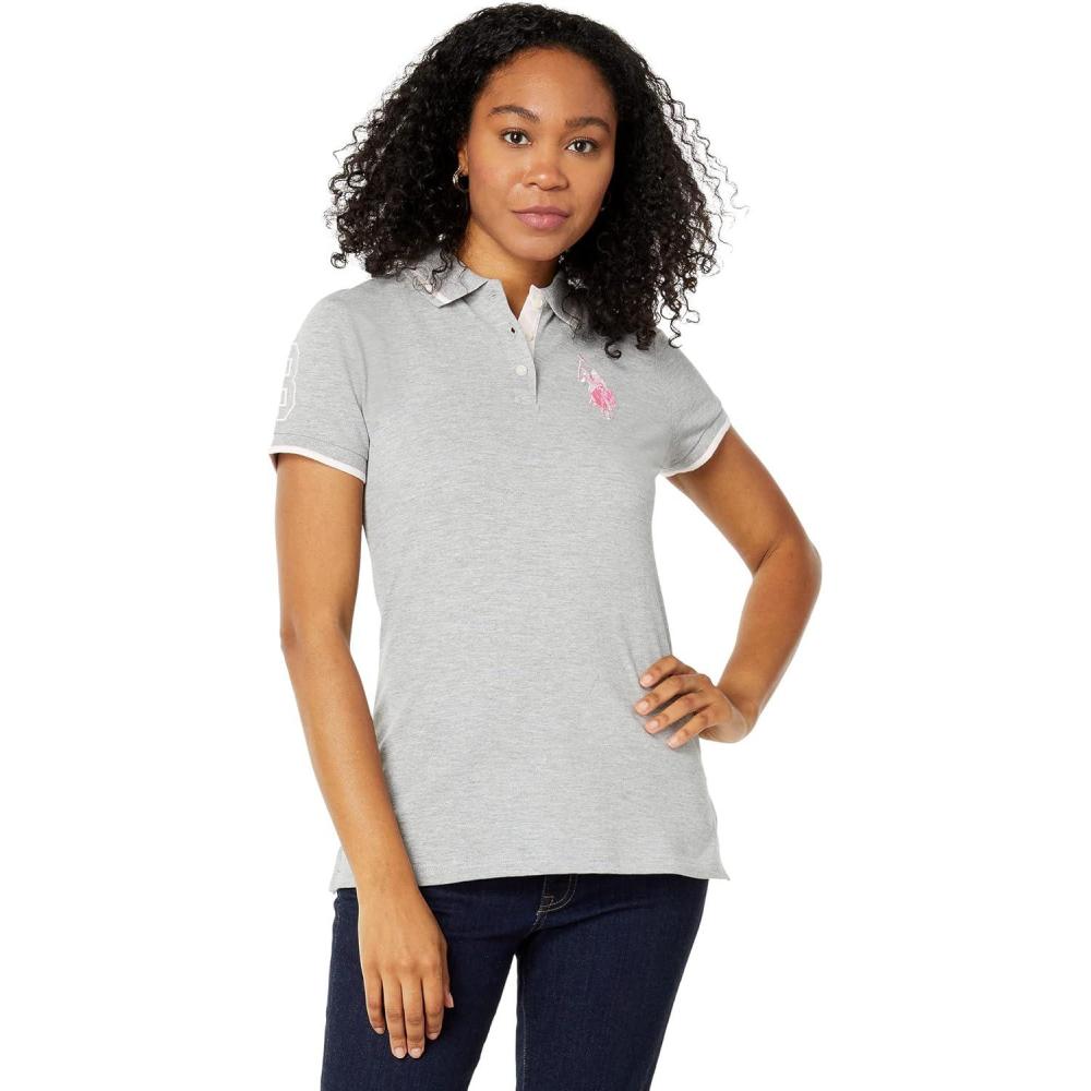 image:imageSolid Polo Shirt with Multitonal Logo by US Polo AssnHeather Grey