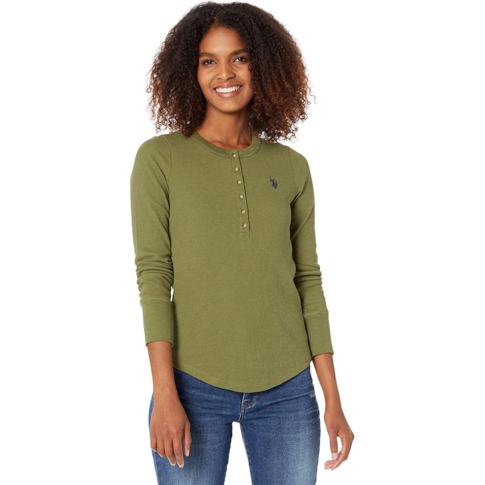 image:imageThermal Long Sleeve Button Crew by US Polo AssnCypress Olive