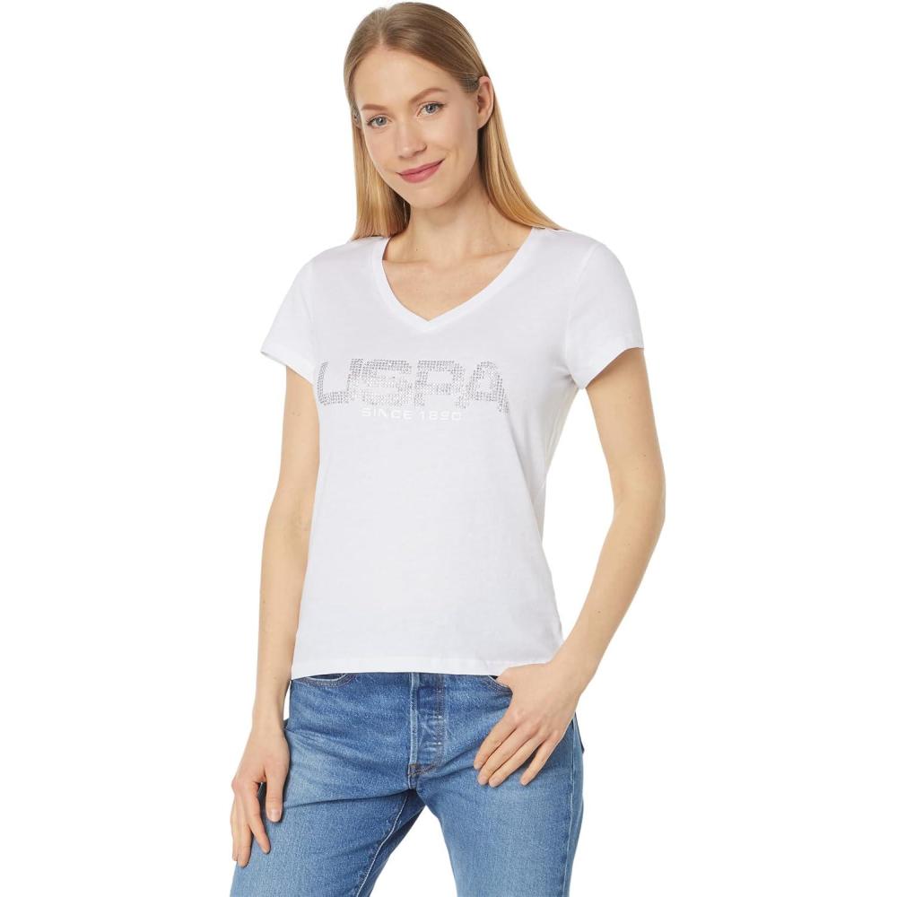 image:imageUSPA STUD EMBELLISHED VNECK TSHIRTWhite