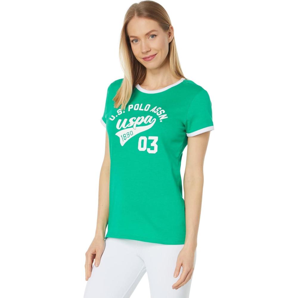 image:imageVARSITY PRINT RINGER TSHIRTDeep Green