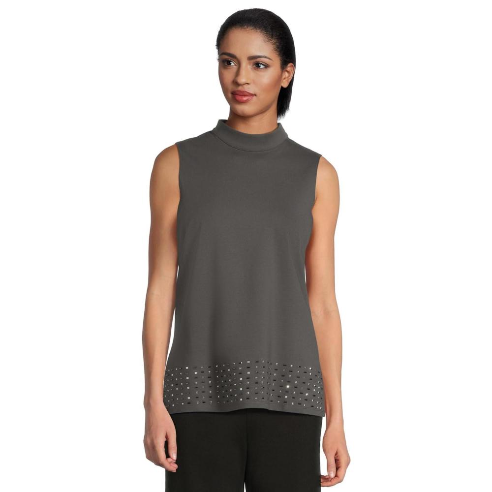 image:imageVince Camuto Womens Mock Neck Sleeveless TunicMed Heather Grey