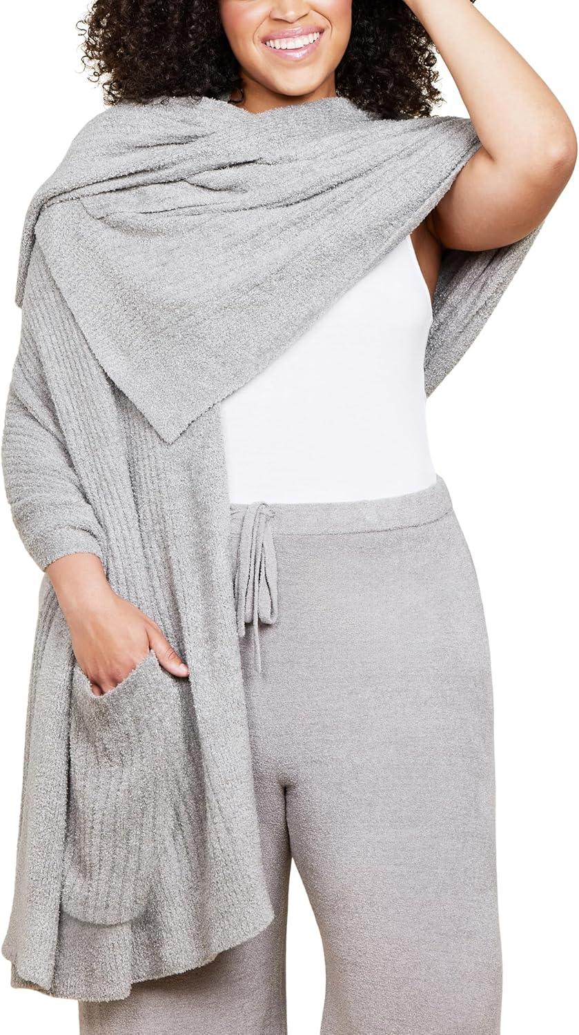 image:imageBarefoot Dreams CozyChic Lite Heathered Travel ShawlDove Gray