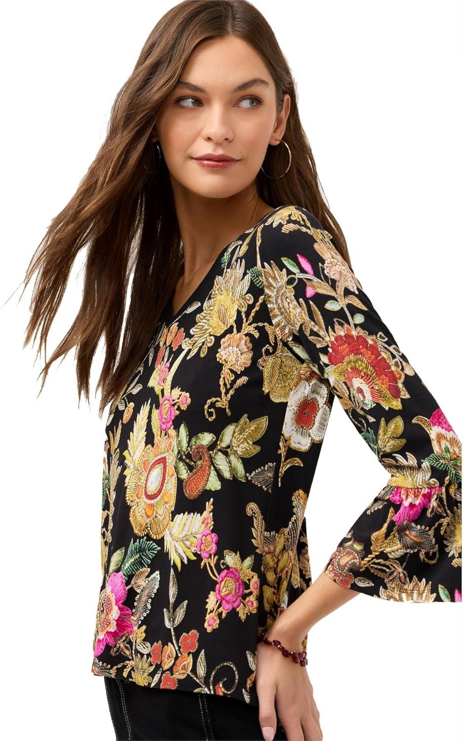 image:imageJohnny was Womens The Janie Favorite VNeck Flute Sleeve Tee LowriLowriBlack