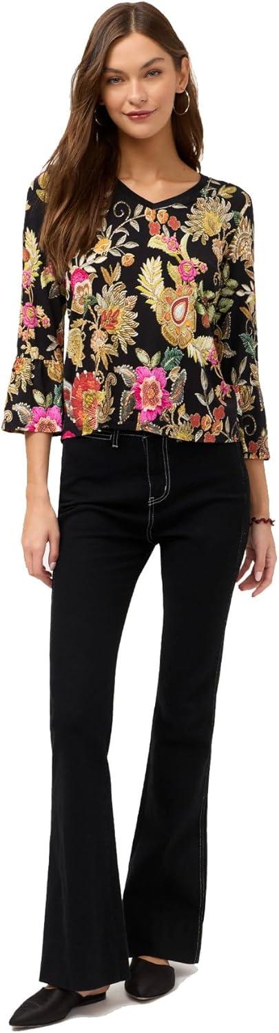 image:imageJohnny was Womens The Janie Favorite VNeck Flute Sleeve Tee LowriLowriBlack