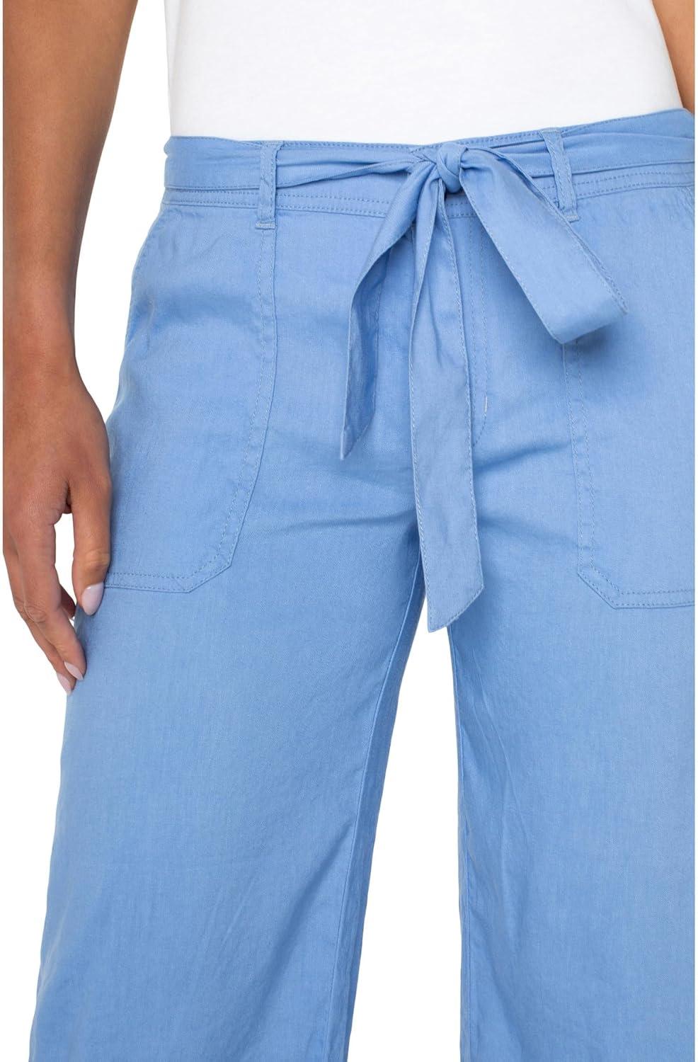 image:imageLiverpool Los Angeles Womens Belted Wide Leg CropChambray Blue