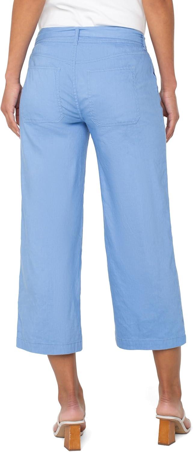 image:imageLiverpool Los Angeles Womens Belted Wide Leg CropChambray Blue