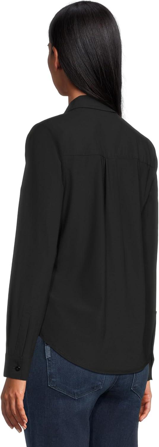 image:imageLiverpool Womens Long Sleeve Collared Zip Front Knit ShirtBlack