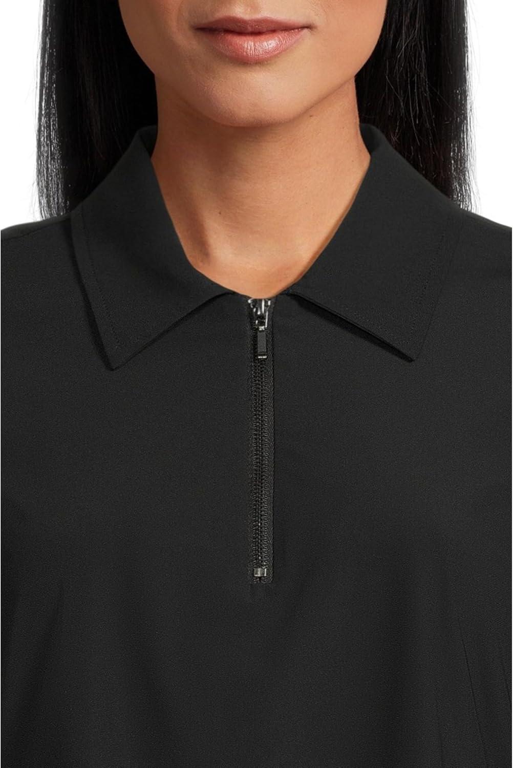 image:imageLiverpool Womens Long Sleeve Collared Zip Front Knit ShirtBlack
