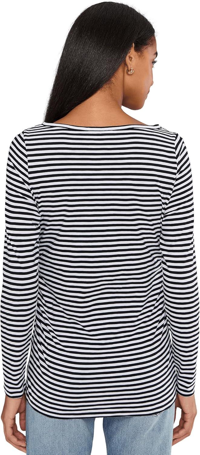 image:imageMadewell Womens Side Ruched Slub Long Sleeve StripeJet Black