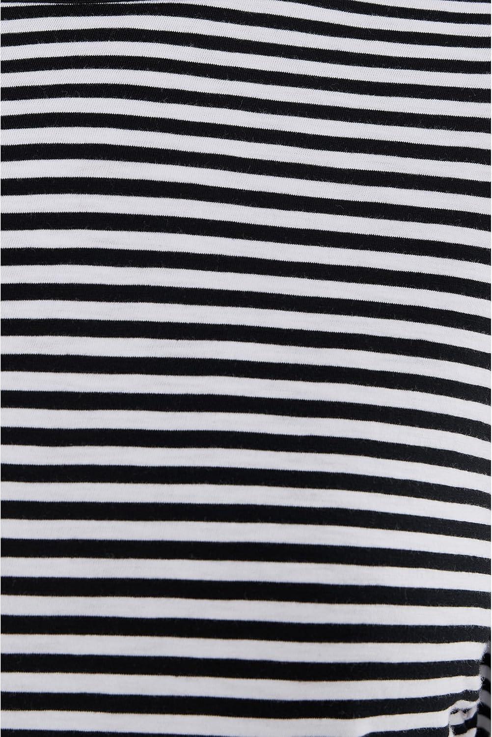 image:imageMadewell Womens Side Ruched Slub Long Sleeve StripeJet Black