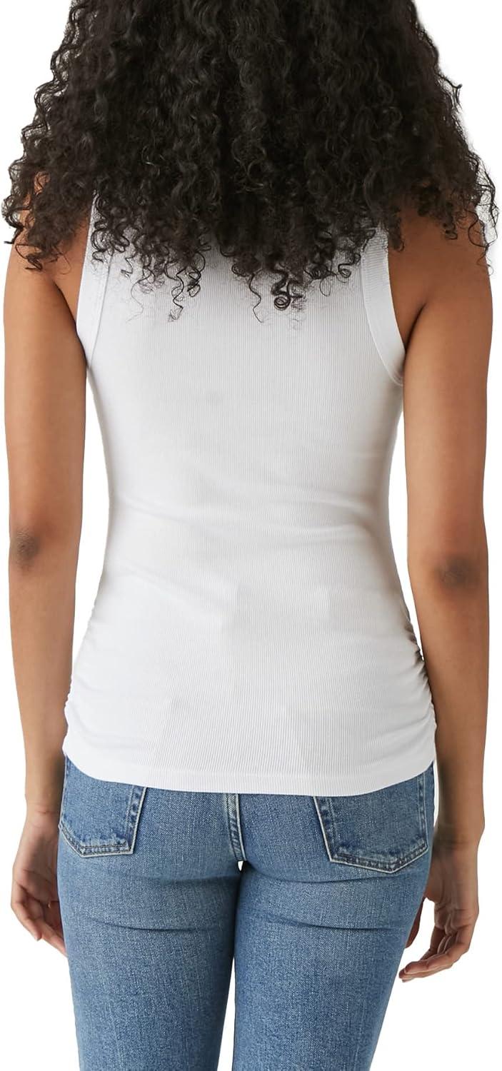 image:imageMichael Stars Womens Halley Tank Top Closet Basic Ruched SidesWhite