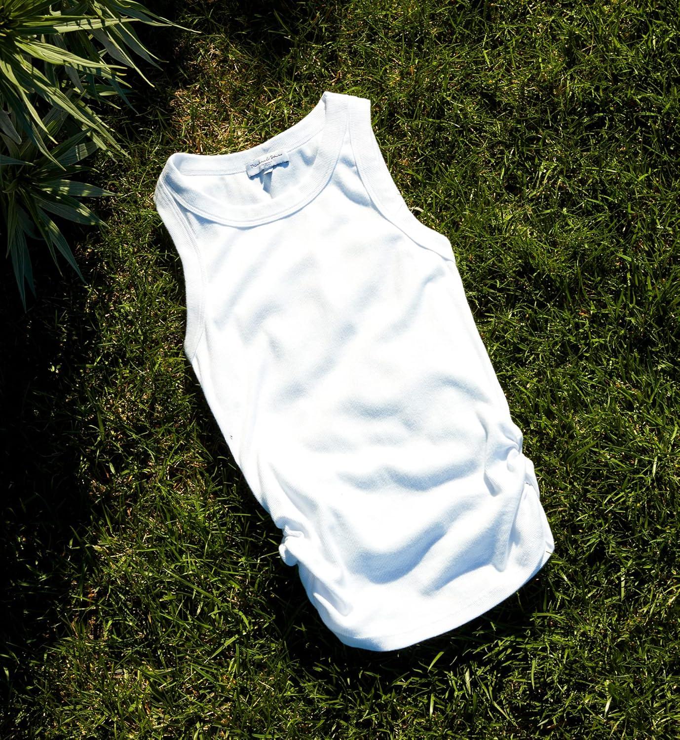 image:imageMichael Stars Womens Halley Tank Top Closet Basic Ruched SidesWhite