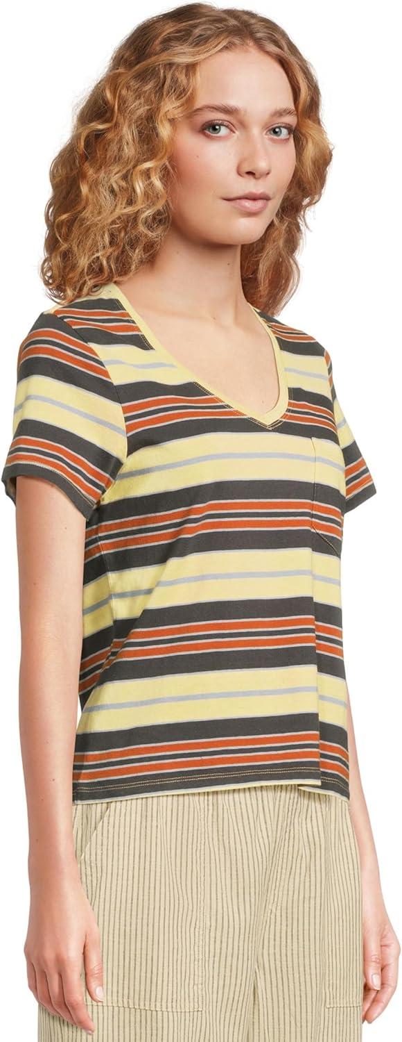 image:imageToadampCo Womens Grom V Neck Short Sleeve ShirtStraw Stripe