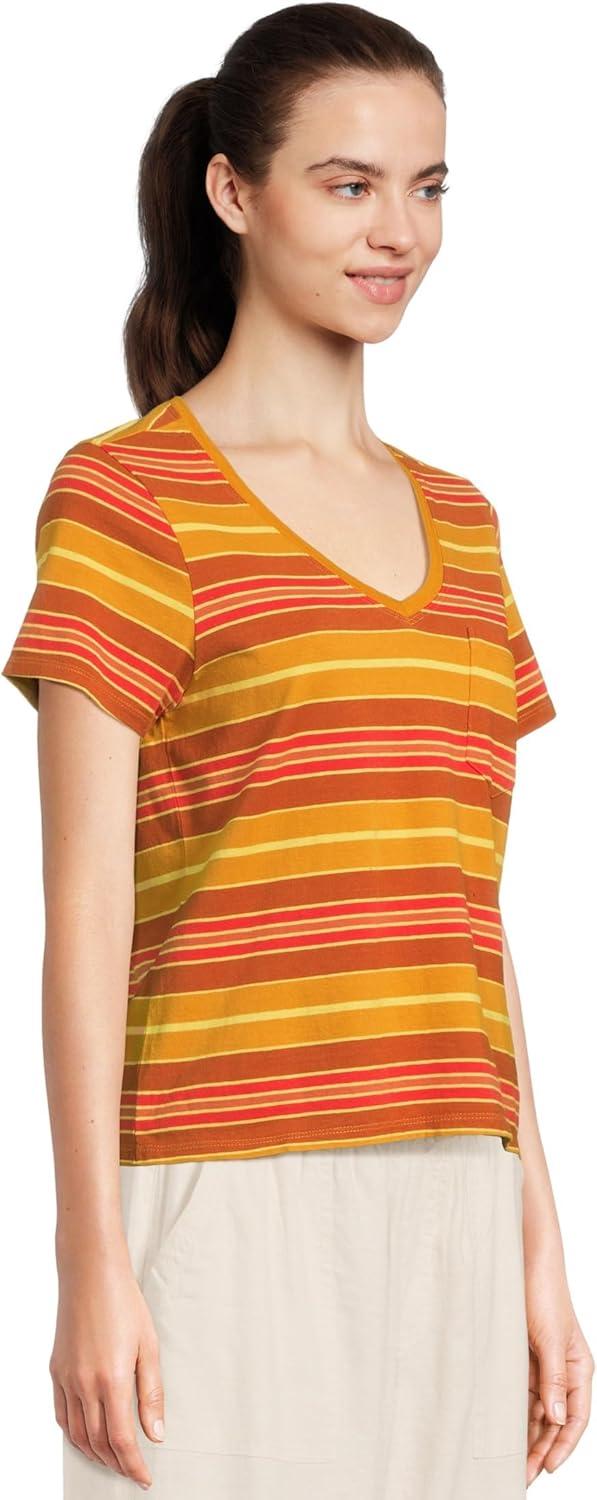 image:imageToadampCo Womens Grom V Neck Short Sleeve ShirtSunset Stripe