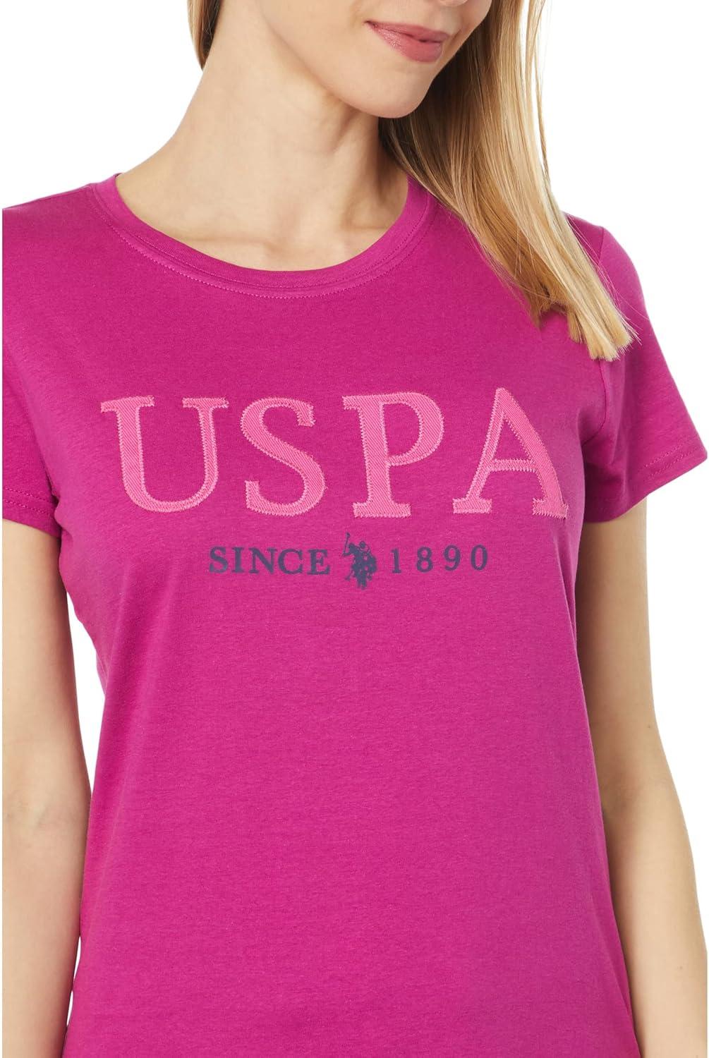 image:imageUS Polo Assn Stitch Crew Neck Graphic Tee Shirt Hillsdale Fuchsia XL