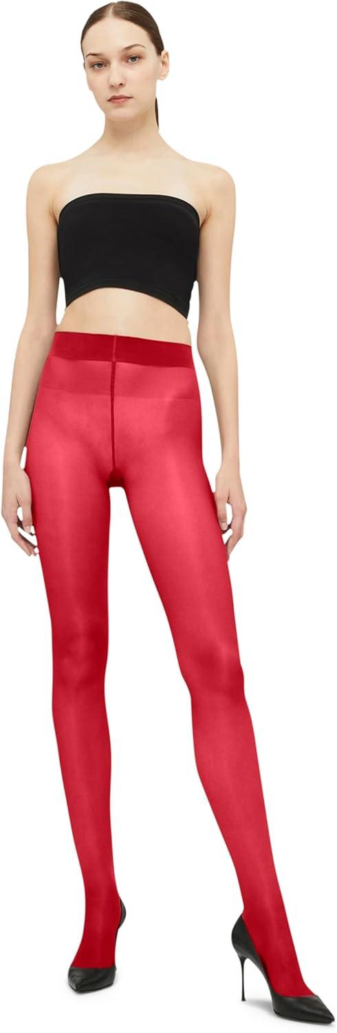 image:imageWolford Satin Touch 20 Denier Tights For Women Soft Satin Feel Sheer Hosiery ExtraWide Waistband Perfect for Any OccasionCranberry