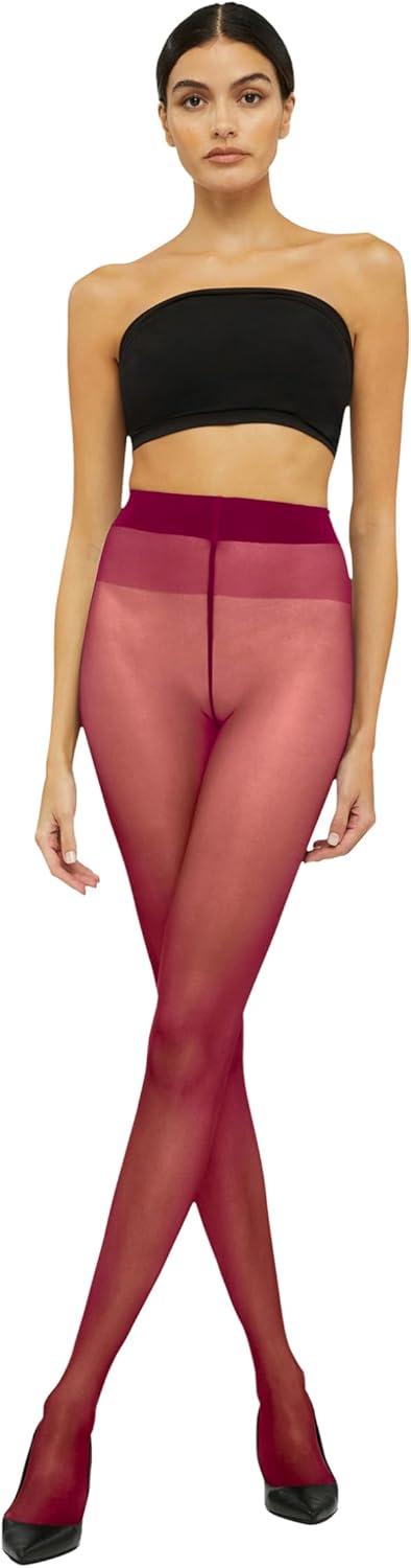 image:imageWolford Satin Touch 20 Denier Tights For Women Soft Satin Feel Sheer Hosiery ExtraWide Waistband Perfect for Any OccasionRuby